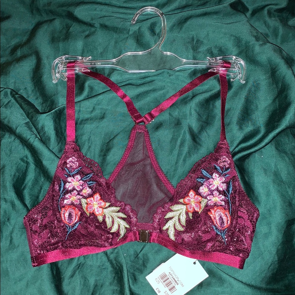 TopShop Embroidered Floral Lace Bralette